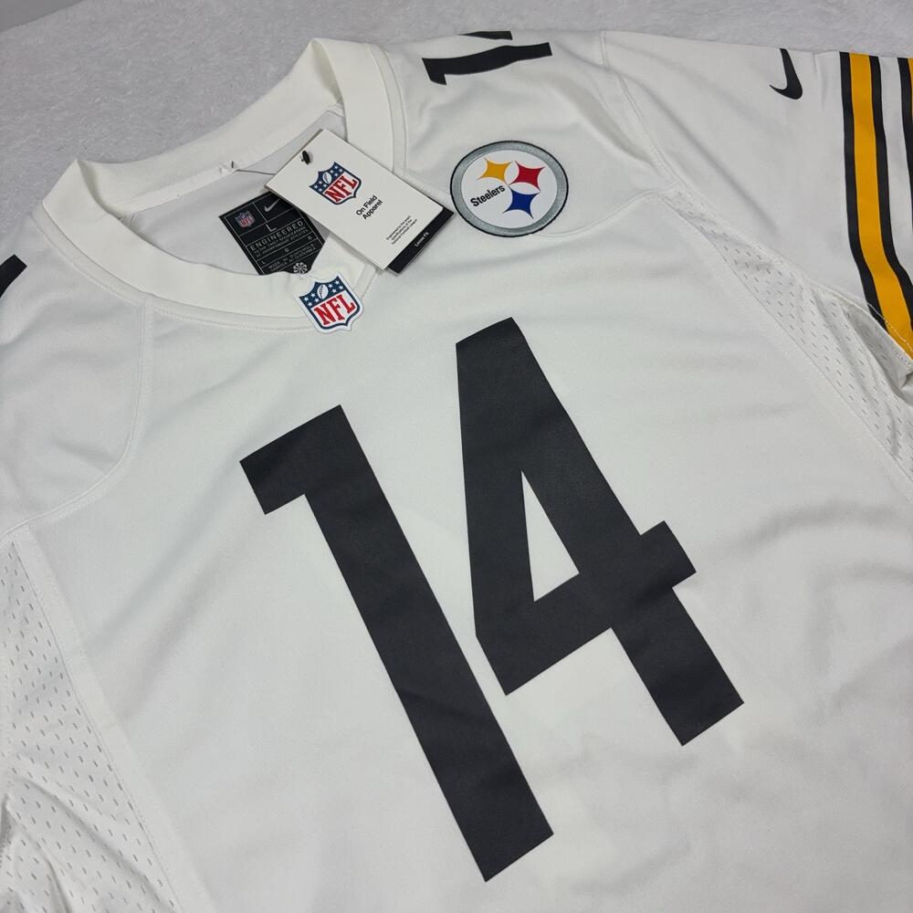 Pittsburgh Steelers Jersey Men L White NFL Football Pickens 14 Nike On Field NWT